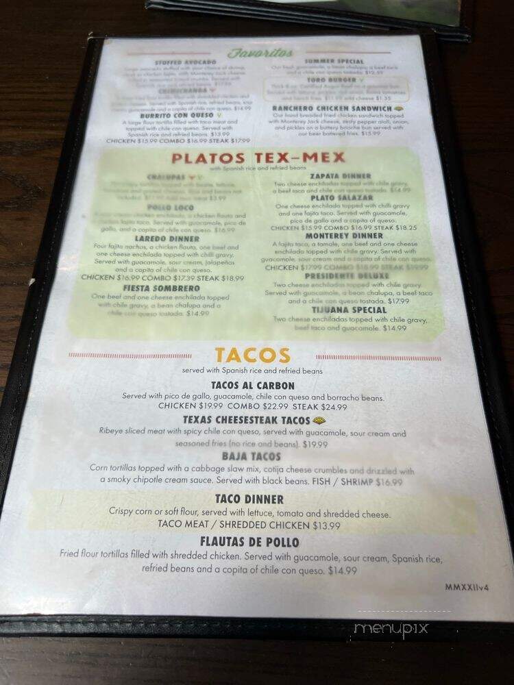 El Toro Restaurant - Baytown, TX menu_pic