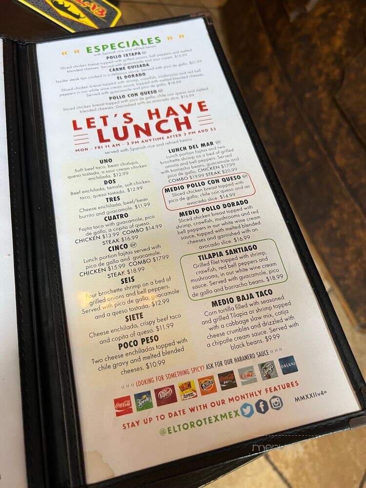El Toro Restaurant - Baytown, TX menu_pic