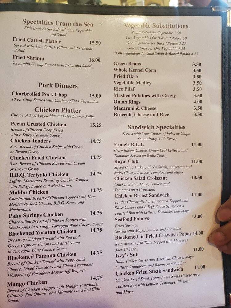 Ernie's Restaurant - Pasadena, TX menu_pic