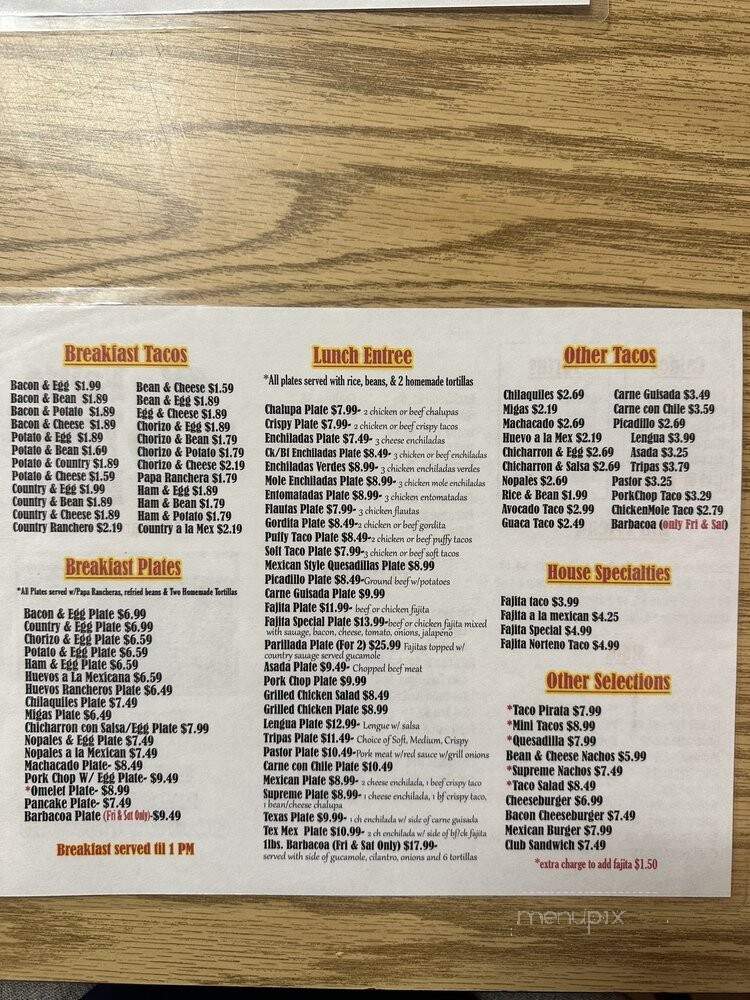 Fajita Taco Place - San Antonio, TX menu_pic
