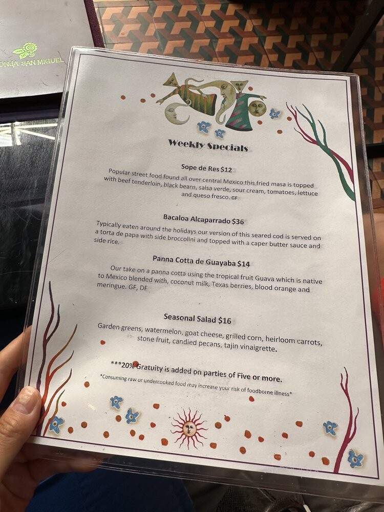 Fonda San Miguel Restaurant - Austin, TX menu_pic