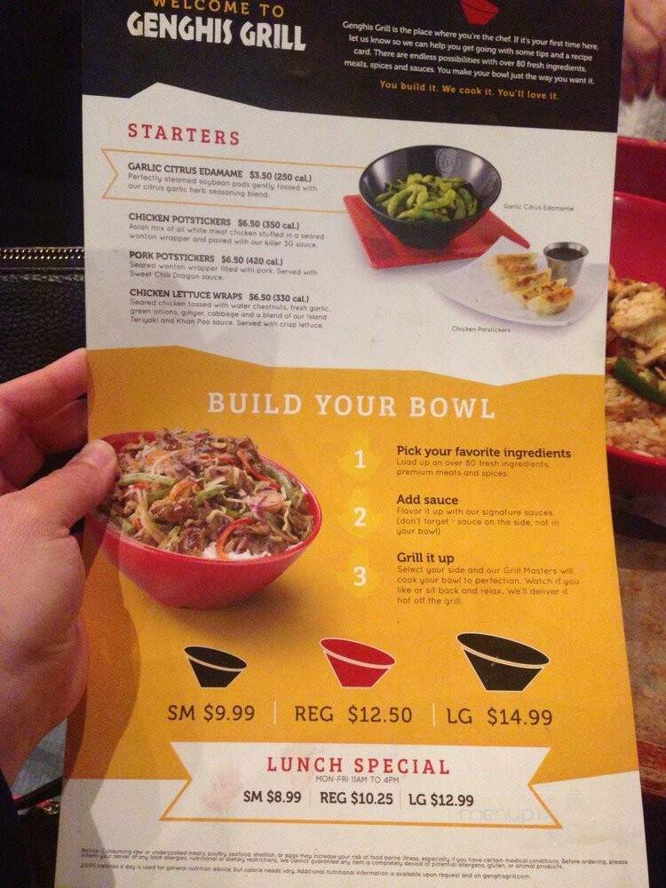 Genghis Grill - Mckinney, TX menu_pic