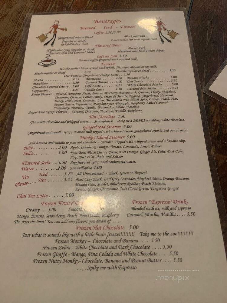 Gingerbread House - Magnolia, TX menu_pic