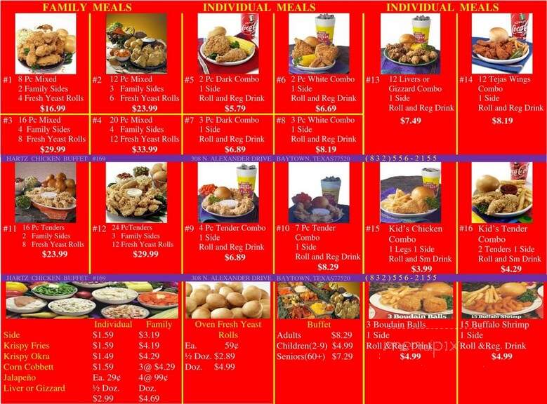 Hartz Chicken Buffet - Baytown, TX menu_pic