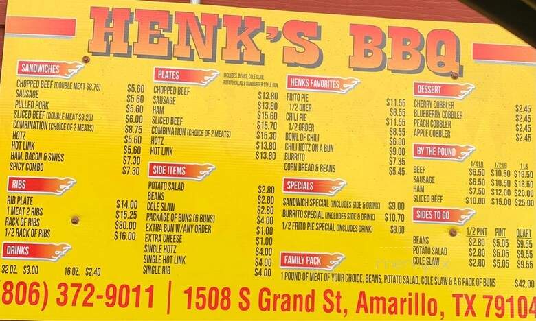 Henk's Pit Bar-B-Que - Amarillo, TX menu_pic