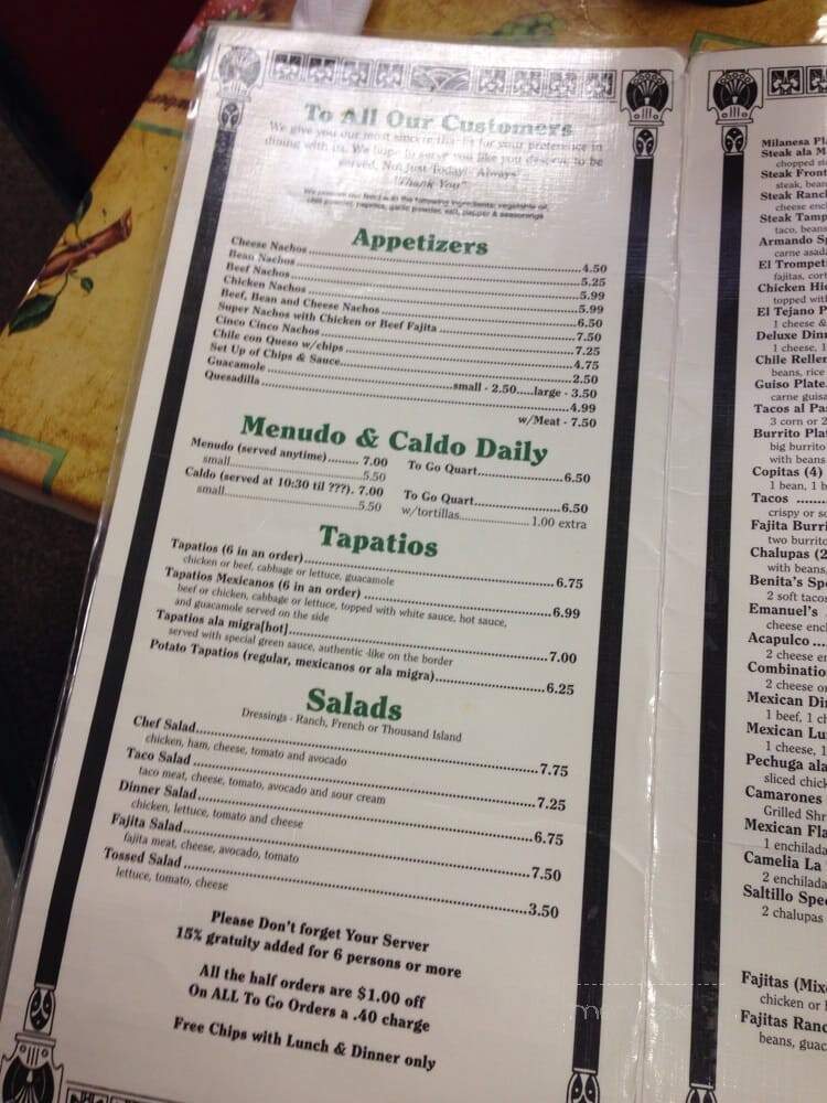Hidalgo West - San Angelo, TX menu_pic