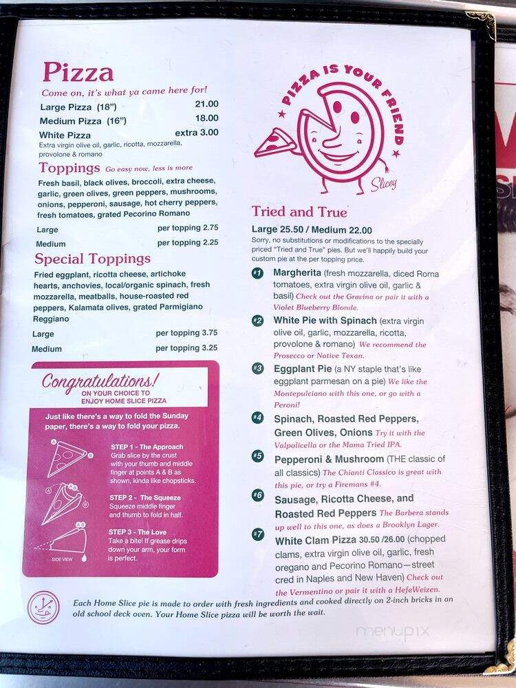 Home Slice Pizza - Austin, TX menu_pic