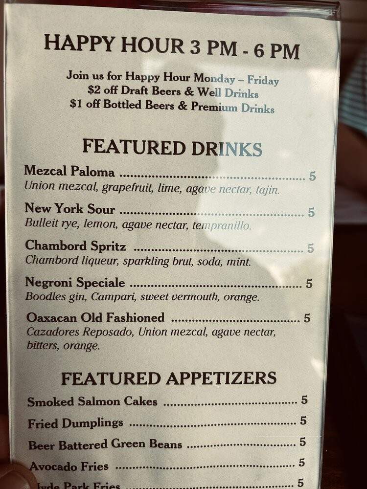 Hyde Park Bar & Grill - Austin, TX menu_pic