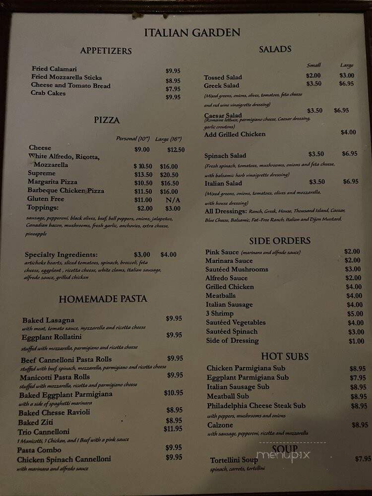Italian Garden - San Marcos, TX menu_pic