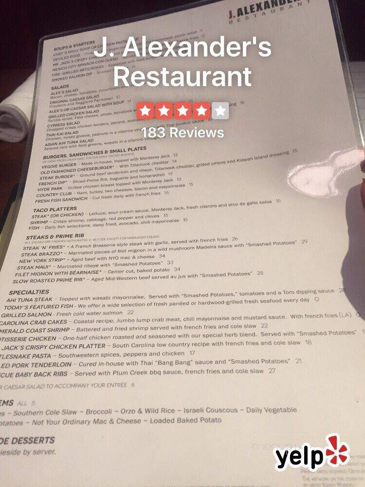 J. Alexander's - San Antonio, TX menu_pic