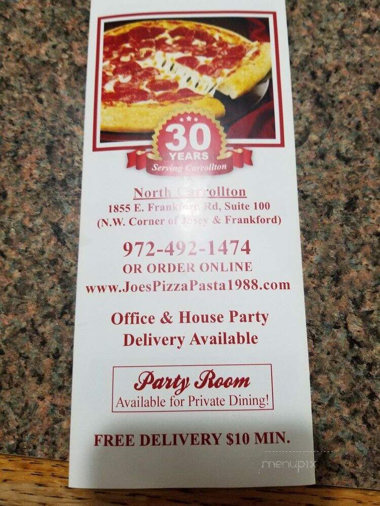 Joe's Pizza Pasta & Subs - Carrollton, TX menu_pic