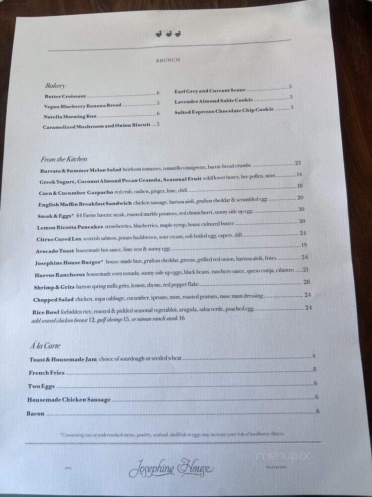 Josephine House - Austin, TX menu_pic
