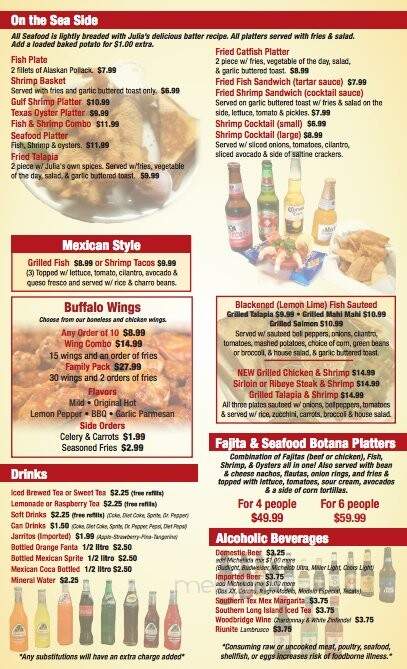 Julia's Restaurant - Los Fresnos, TX menu_pic