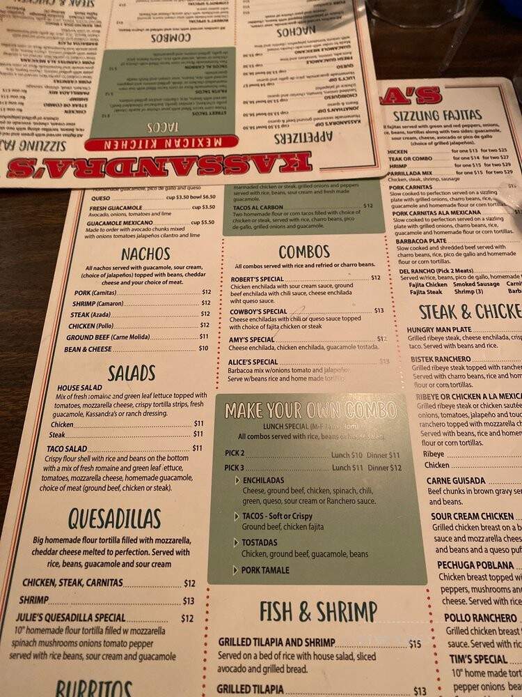 Kassandra's Mexican Kitchen - Keller, TX menu_pic