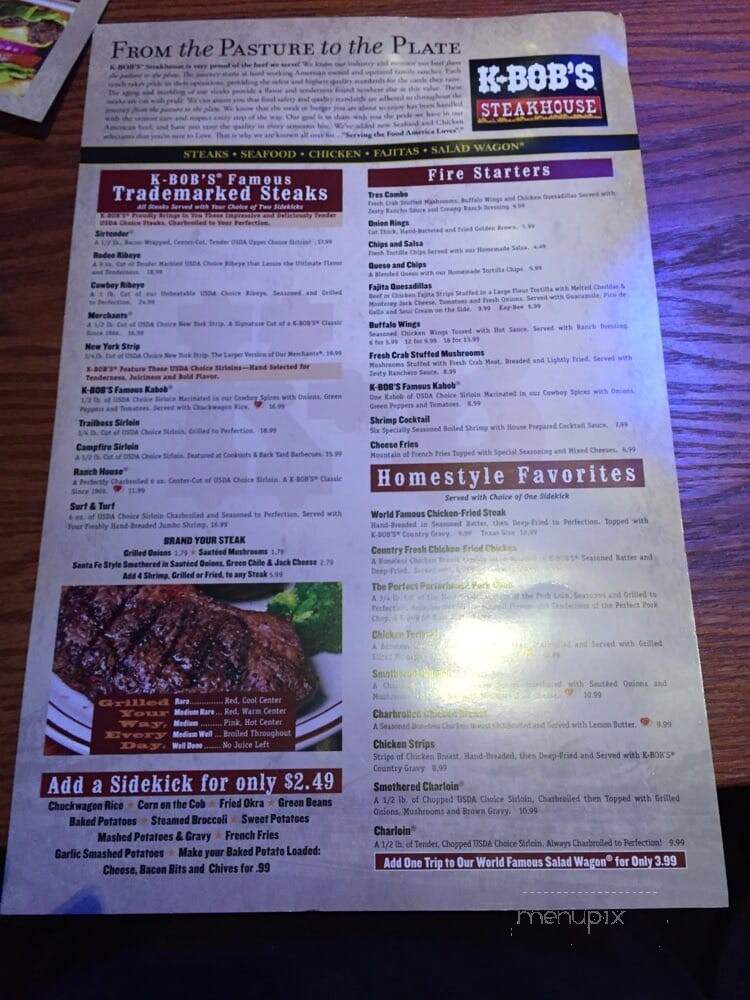K-Bob's Steakhouse - Corpus Christi, TX menu_pic