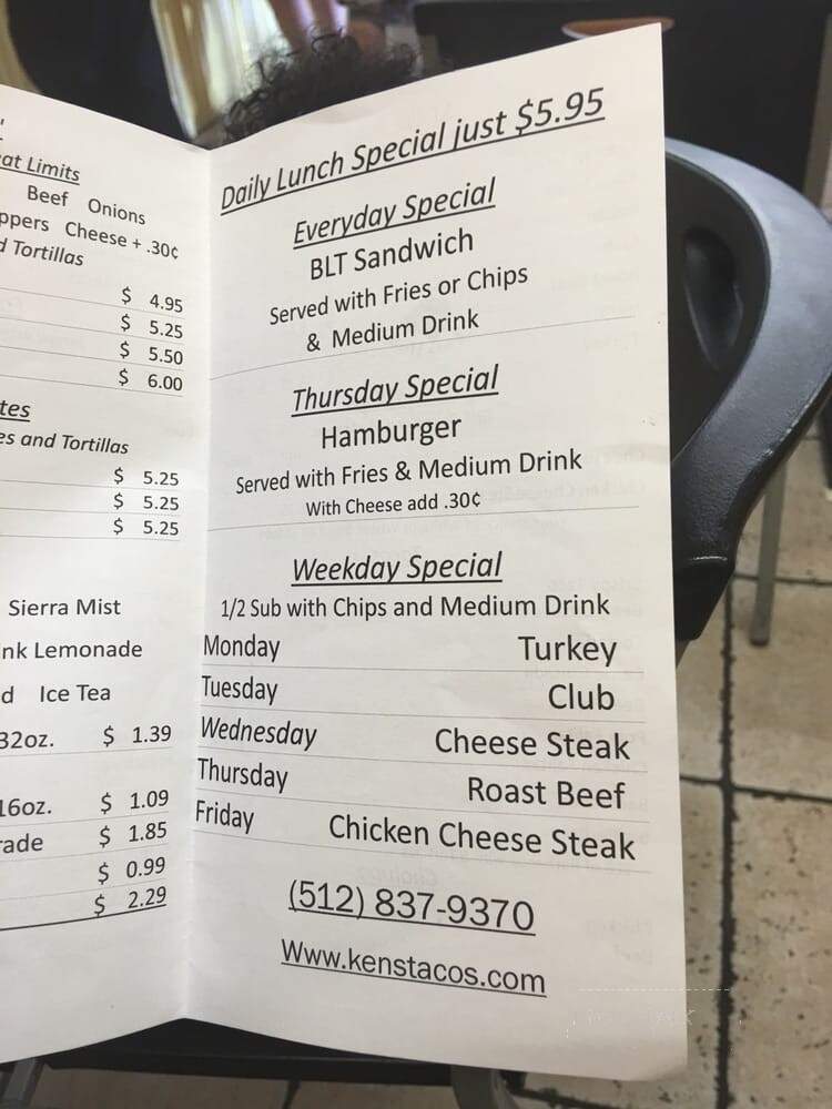 Ken's Subs Tacos & More - Austin, TX menu_pic