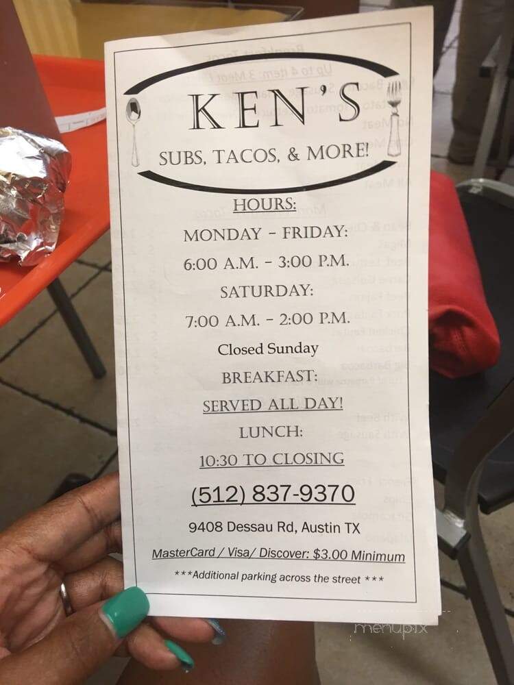 Ken's Subs Tacos & More - Austin, TX menu_pic