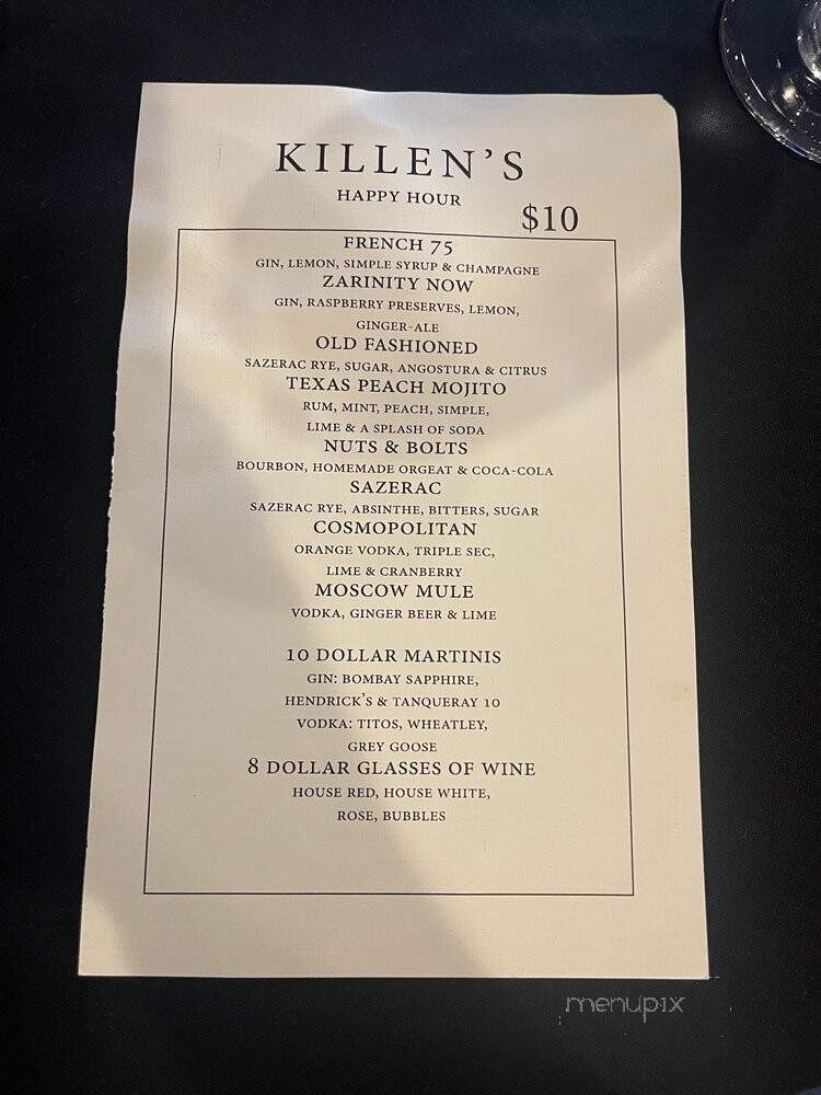 Killen's - Pearland, TX menu_pic
