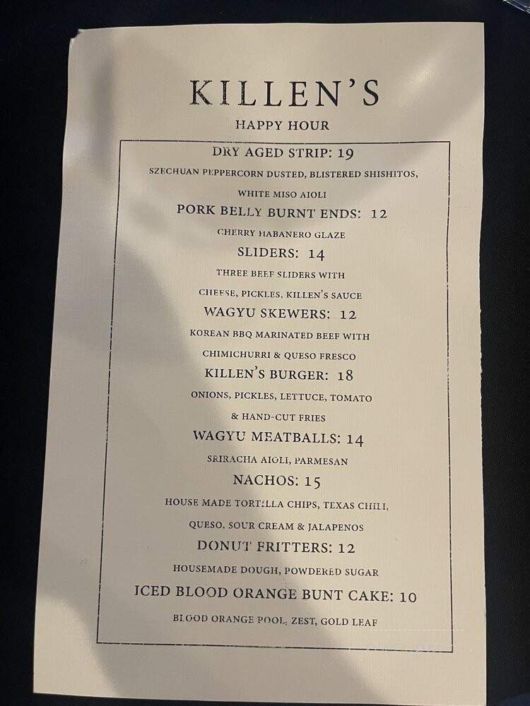 Killen's - Pearland, TX menu_pic
