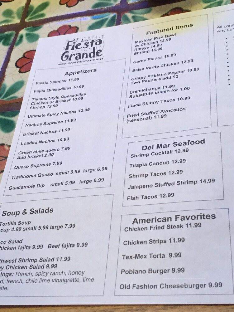 La Fiesta - Amarillo, TX menu_pic