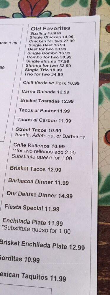 La Fiesta - Amarillo, TX menu_pic