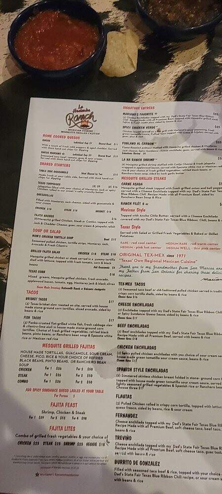 La Hacienda Ranch - Colleyville, TX menu_pic