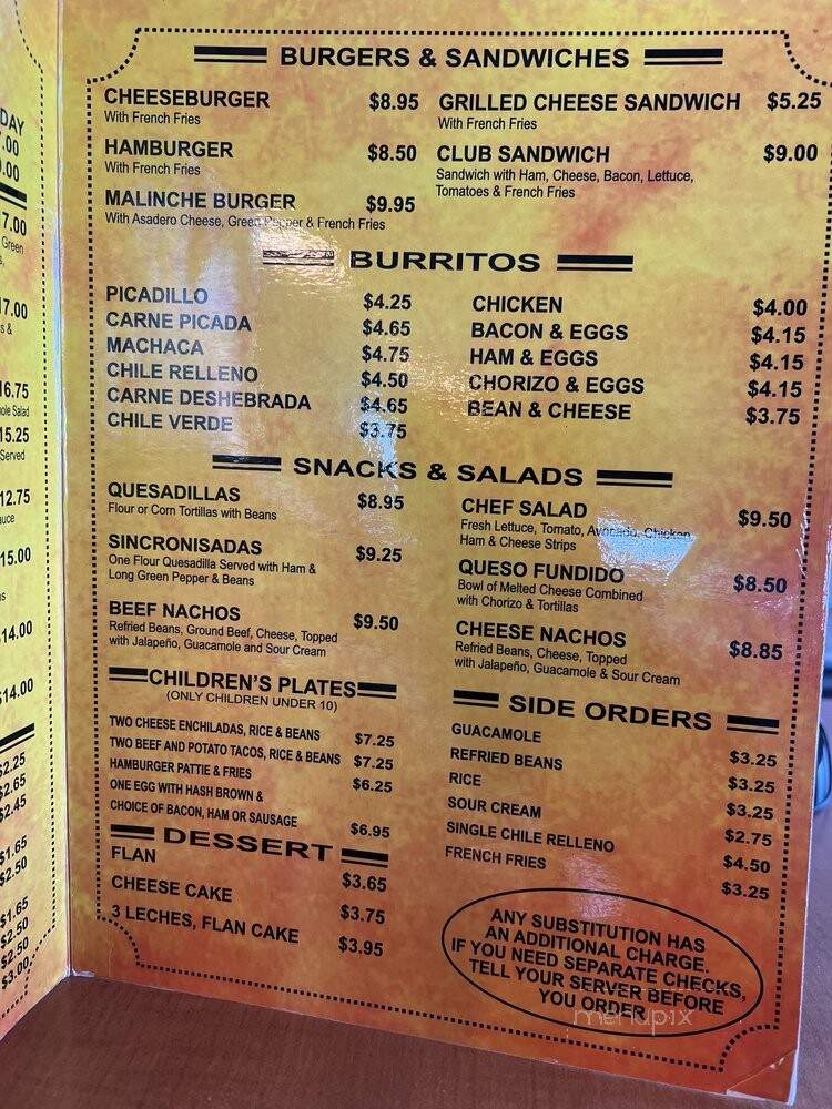 La Malinche - El Paso, TX menu_pic