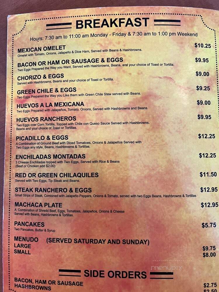 La Malinche - El Paso, TX menu_pic
