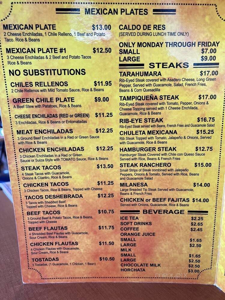 La Malinche - El Paso, TX menu_pic
