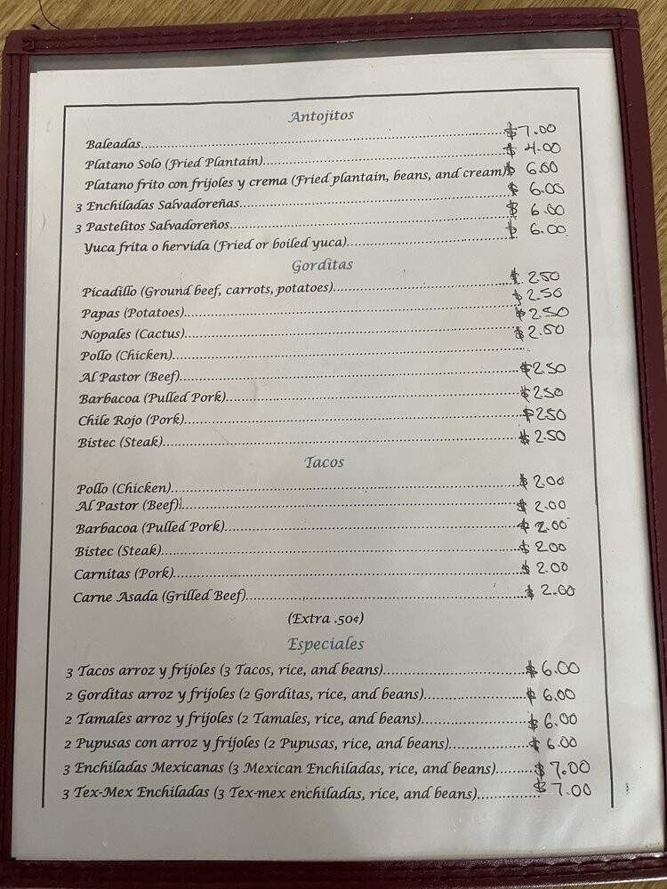 La Salvadorena - Mckinney, TX menu_pic