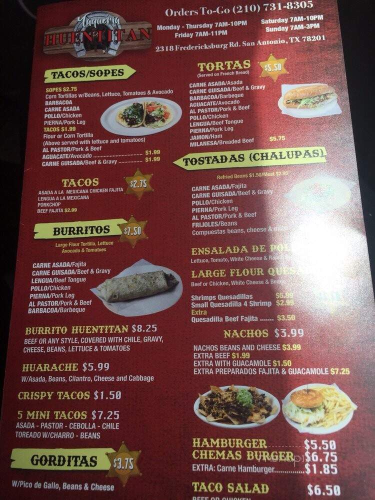 La Taqueria Huentitan Jalisco - San Antonio, TX menu_pic
