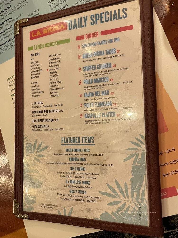 Labrisa Mexican Bar & Grill - Bacliff, TX menu_pic