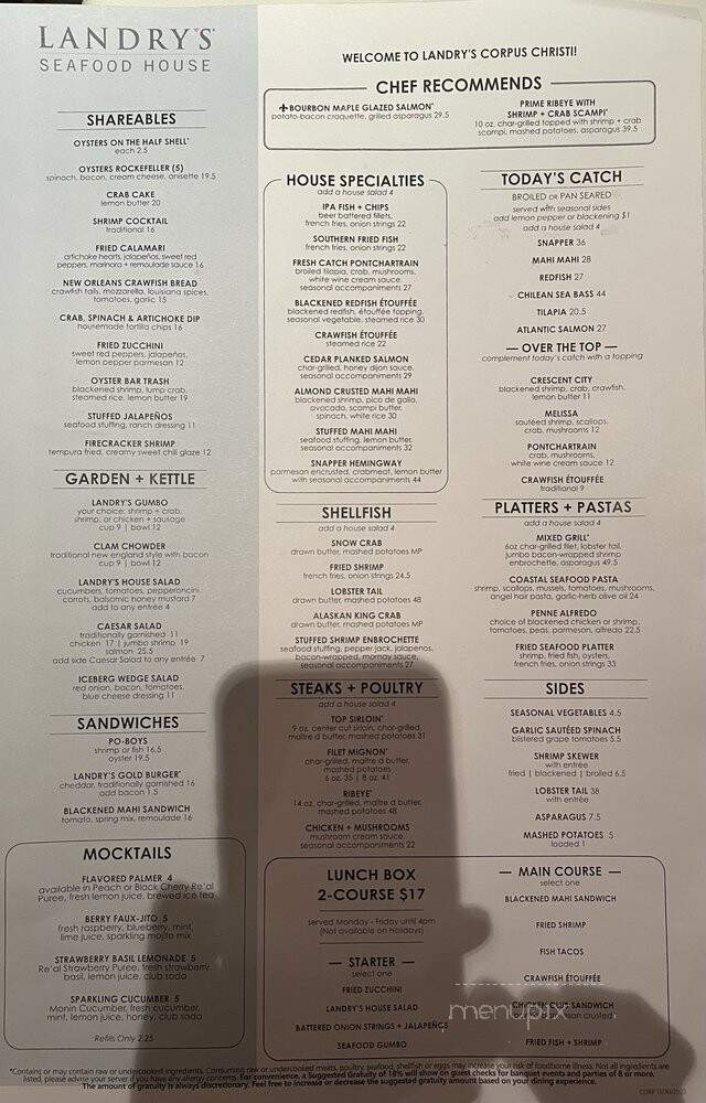 Landry's Seafood House - Corpus Christi, TX menu_pic
