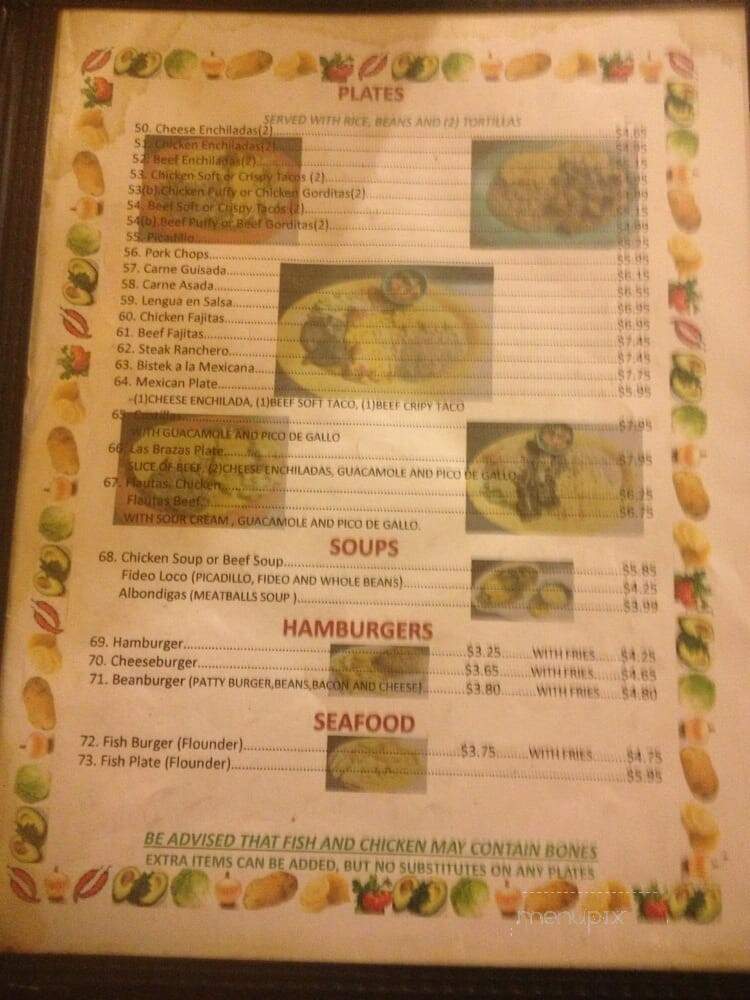 Las Brazas Mexican Restaurant - San Antonio, TX menu_pic
