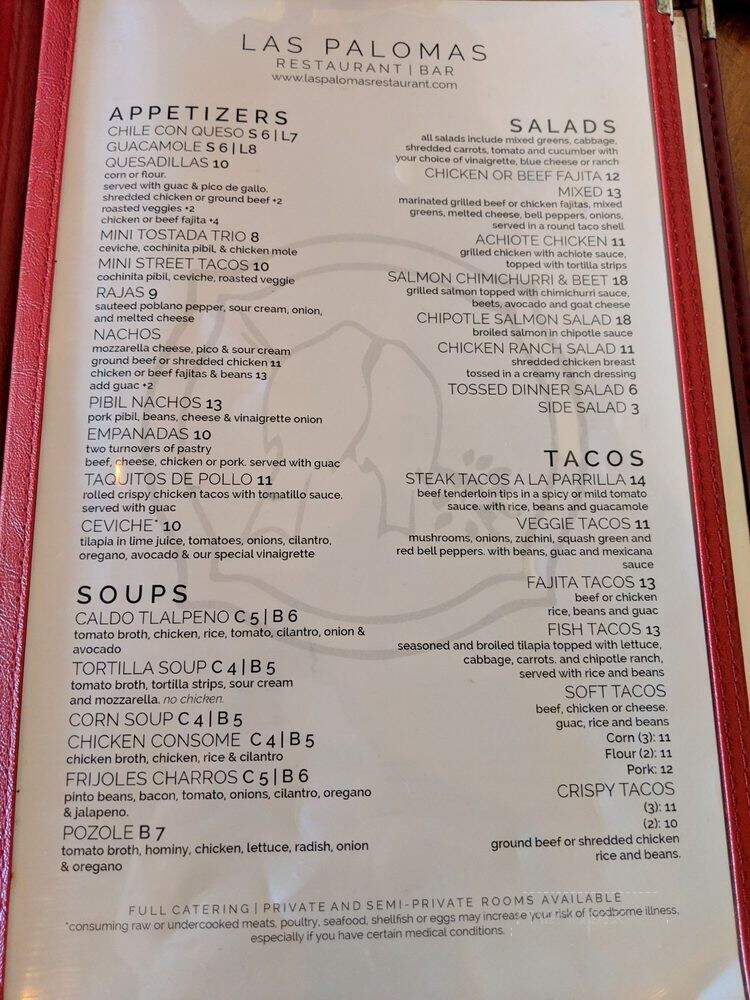 Las Palomas Restaurant - Bar - Austin, TX menu_pic