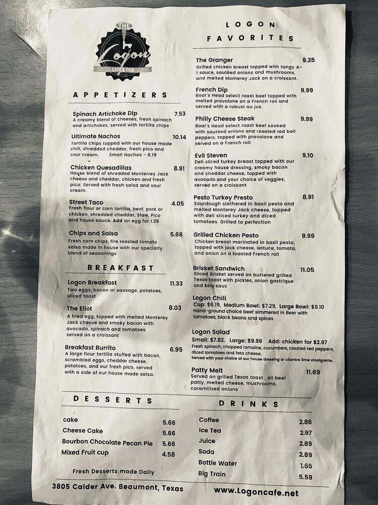 Logon Cafe - Beaumont, TX menu_pic