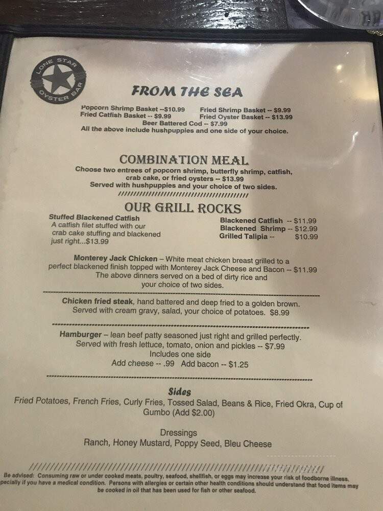 Lone Star Oyster Bar - Lubbock, TX menu_pic