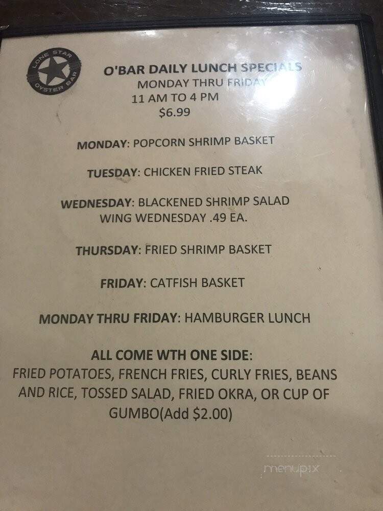 Lone Star Oyster Bar - Lubbock, TX menu_pic