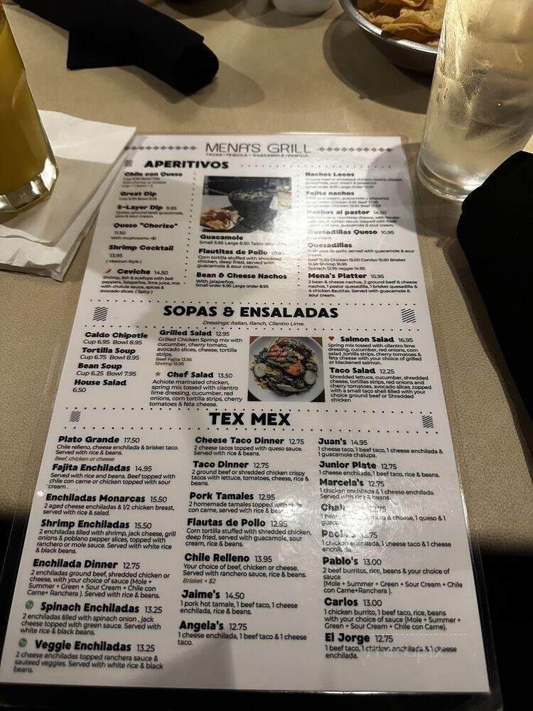 Mena's Tex Mex Grill - Carrollton, TX menu_pic