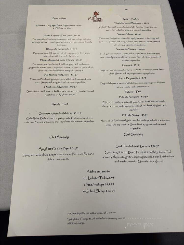 Mi Piaci Ristorante Italiano Pepper Tree Square - El Paso, TX menu_pic