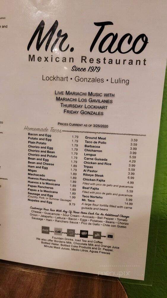 Mr Taco - Luling, TX menu_pic