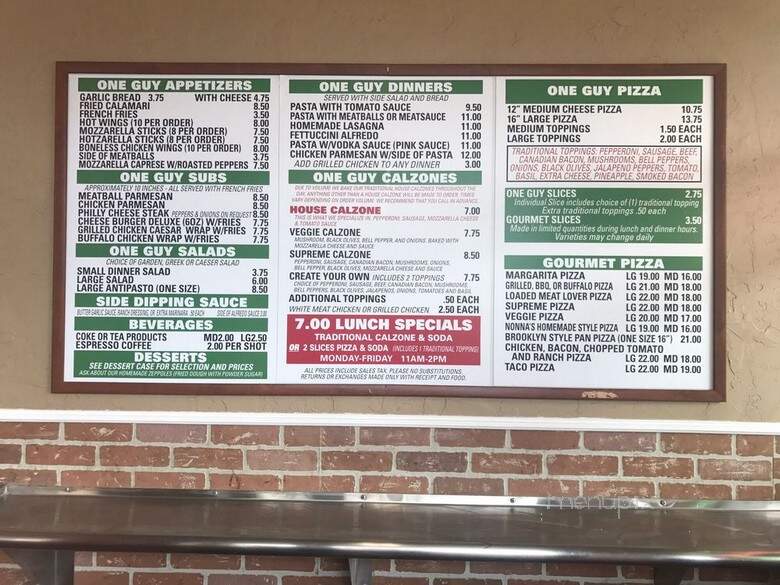 One Guy From Italy Pizza - Lubbock, TX menu_pic