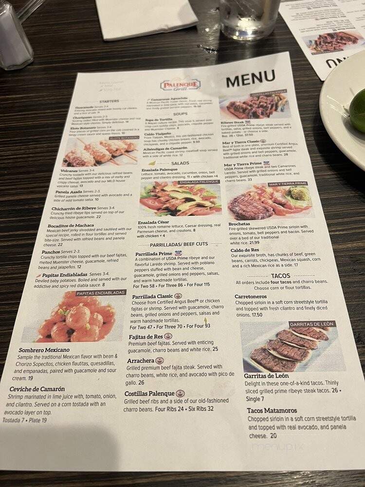 Palenque Grill - Mcallen, TX menu_pic