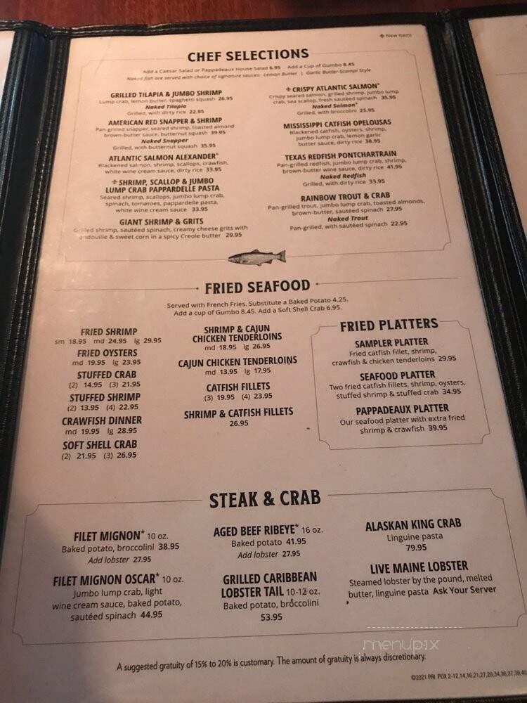 Pappadeaux - Stafford, TX menu_pic