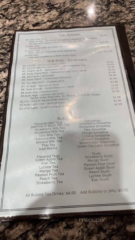 Pho Bistro - Carrollton, TX menu_pic