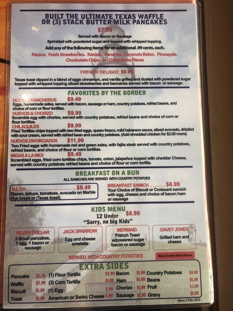 Pirate's Landing - Port Isabel, TX menu_pic