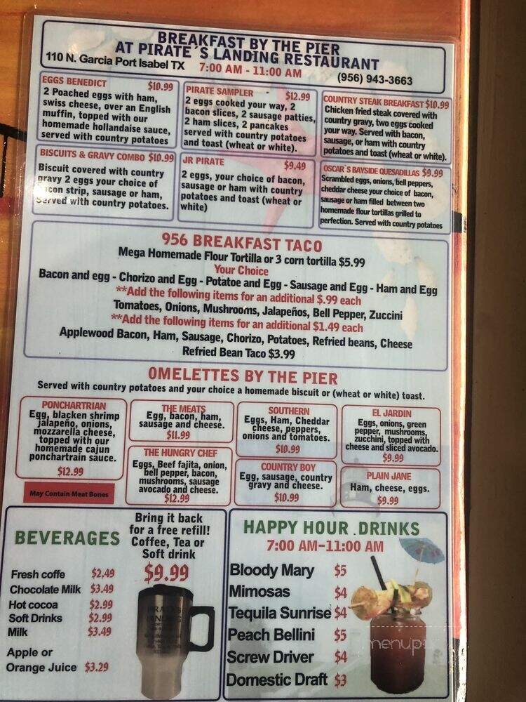 Pirate's Landing - Port Isabel, TX menu_pic