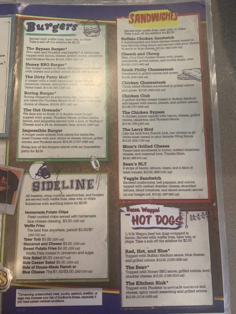 Pluckers Wing Factory - Austin, TX menu_pic