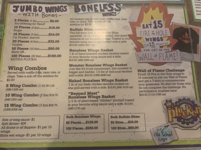 Pluckers Wing Factory - Austin, TX menu_pic