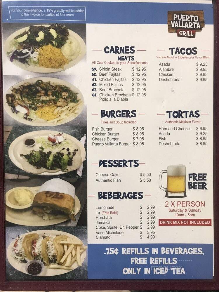 Puerto Vallarta Grill Mexican - El Paso, TX menu_pic